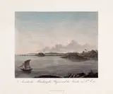VISTA E CAPELA DA ENTRADA DO RIO STª CRUZ by Maximilian Von Wied-neuwied, 1820, gravura em metal, aquarelado, offered Jun 2014