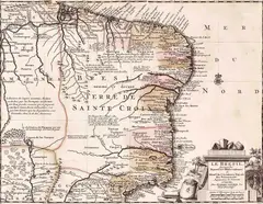 Pieter van der Aa, LE BRESIL, TERRE DE SAINTE CROIX, gravura aquarelada