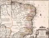 Pieter van der Aa, LE BRESIL, TERRE DE SAINTE CROIX, gravura aquarelada
