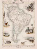 John Tallis, SOUTH AMERICA, 1851, gravura em metal, aquarelado