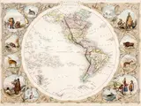 John Tallis, WESTERN HEMISPHERE, 1851, gravura em metal, aquarelado