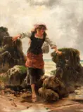 Sobre as Pedras by Georges Jean-Marie Haquette, 1883, óleo sobre tela, offered May 2014
