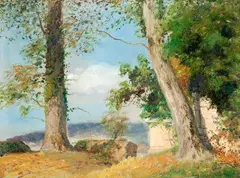 Eugène Péchaubès, Paisagem com duas Árvores, 1933, óleo sobre tela
