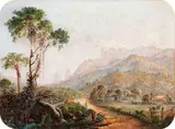 Paisagem de Teresópolis com Serra dos Órgãos by Nicola Antonio Facchinetti, óleo sobre cartão, offered May 2014