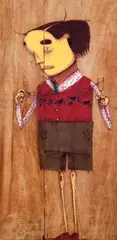 Osgemeos, Sem Título, 2004, técnica mista sobre madeira