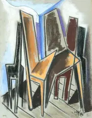 Heinz Kühn, Cadeiras, 1952, pastel sobre papel