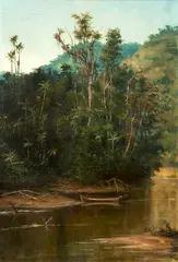 Paisagem com Canoa by Benedito Calixto, óleo sobre tela, offered Mar 2014