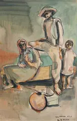 Família by Loio-Pérsio, 1949, aquarela sobre papel, offered Mar 2014
