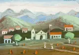 Morros com Aldeia by Fulvio Pennacchi, 1983, óleo sobre placa, offered Mar 2014