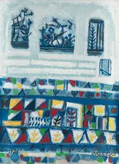 Manuel Cargaleiro, Aldeia Portuguesa, 1976, óleo sobre tela