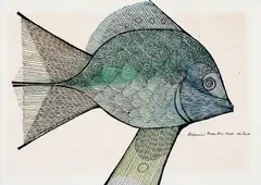 Peixe by Aldemir Martins, 1965, nanquim e ecoline sobre papel, offered Nov 2013