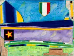 Bandeira by Leda Catunda, 2011, técnica mista sobre cartão, offered Nov 2013