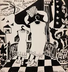 Cícero Dias, Poema Suspenso do Sir Murilo Mendes, A Mão do Mundo, 1930, nanquim sobre papel