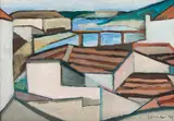 Paisagem e Casario by Aldo Bonadei, 1973, óleo sobre tela, offered Nov 2013