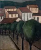 Casas e Árvores by Arcangelo Ianelli, 1958, óleo sobre tela, offered Nov 2013