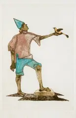Menino com Pássaros by Clóvis Graciano, gravura em metal sobre papel, offered Nov 2013