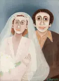 Elza O. S., Noivos, óleo sobre tela colado em placa