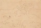 Tarsila do Amaral, Casa e Galinhas, 1924, tinta sobre papel