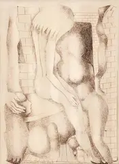 O Banho by Di Cavalcanti, 1963, caneta esferográfica sobre papel, offered Jun 2013