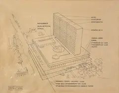 Conjunto Nacional by David Libeskind, 1957, nanquim sobre papel vegetal, offered Jun 2013