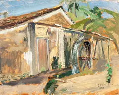 Moinho II by Jorge Mori, 1945, óleo sobre papel colado em placa, offered Mar 2013
