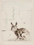 Lebre by Candido Portinari, 1942, gravura a ponta-seca e guache sobre papel, offered Mar 2013