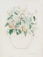 Candido Portinari, Flores I, 1942, gravura a ponta-seca e guache sobre papel