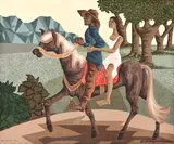 Casal a Cavalo by Clóvis Graciano, 1976, óleo sobre tela, offered Mar 2013