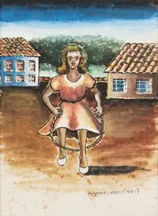 Pulando Corda by Manuel Martins, 1967, guache sobre papel, offered Mar 2013