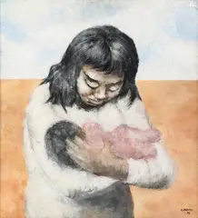 Maternidade by Carlos Prado, 1945, óleo sobre placa, offered Mar 2013