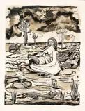 Casal no Sertão by Aldemir Martins, 1952, nanquim sobre papel, offered Nov 2012