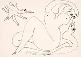 Nu Feminino by Ivan Serpa, 1972, desenho a caneta hidrocor sobre papel, offered Nov 2012