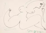 Nu Feminino by Ivan Serpa, 1972, desenho a caneta hidrocor sobre papel, offered Nov 2012