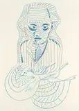 Ivan Serpa, Homem e Pássaro, desenho a crayon sobre papel