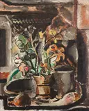 Vaso de Flores à Janela by Aldo Bonadei, 1948, óleo sobre placa, offered Nov 2012
