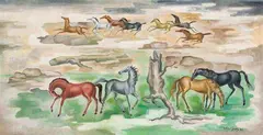 Cavalos by John Graz, 1973, óleo sobre tela, offered Nov 2012