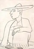 Hombre con Sombrero by Diego Rivera, nanquim sobre papel de arroz, offered Nov 2012
