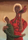 Mãe e Filha com Pássaro by Clóvis Graciano, 1974, óleo sobre tela, offered Nov 2012