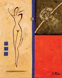 Ivone Alder, Figura Feminina, 2011, óleo sobre tela com aplicação de folha de ouro e massa