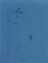 Série Mulher e Bicho by Ivan Serpa, 1972, desenho a caneta esferográfica sobre cartão, offered Nov 2012