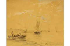 Johan Jongkind, Honfleur, Acuarela sobre papel