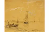 Johan Jongkind, Honfleur, Acuarela sobre papel