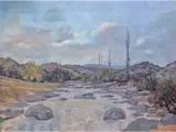 Paisaje serrano con riacho by Luis Isabelino Aquino, Oleo sobre madera, offered Aug 2026