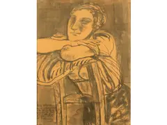 Leopoldo Presas, Mujer posando, Carbonilla