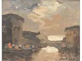 Stephen Koek Koek, Canal, Oleo sobre  Mide 19 x 22 cm