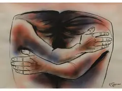 Eduardo Kingman, El abrazo, Tecnica mixta