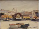 Italo Botti, Puerto, Oleo sobre carton