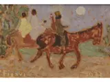 Pedro Figari, Figuras a caballo, Oleo sobre carton