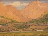 Ceferino Carnacini, Paisaje montañoso, Oleo sobre carton