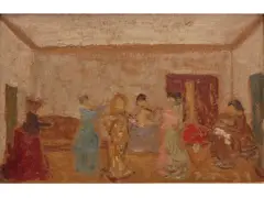 Pedro Figari, Intimidad, Oleo sobre cartón
